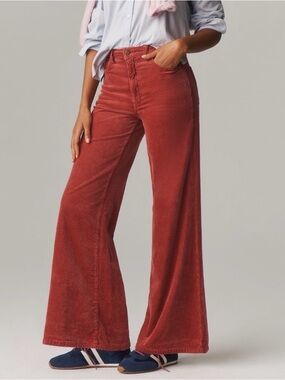 Pilcro The Robbie High-Rise Flare Jeans Coruroy Corduroy Jeans in Rose Size 27